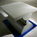 <p><strong><a href=ettore-sottsass.html class=link-lightbox>Ettore Sottsass</a></strong><br />Ruins</p><p><strong>Era Lontano</strong><br />Small table in lacquered wood with base in blue anodized aluminium.<br />60 x 70 x h. 50 cm.</p>