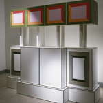 <p><strong><a href=ettore-sottsass.html class=link-lightbox>Ettore Sottsass</a></strong><br />Ruins</p><p><strong>Piccoli Libri</strong><br />Sideboard in white plastic laminate bordered in wood. <br />Two inlaid wooden doors at the base and four inlaid decorated doors in  plastic laminate at the top.<br />210 x 65 x h. 190 cm.</p><p>Limited edition of 9 signed and numbered pieces and<br />3 artist’s proof.</p>